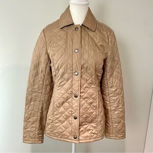 Brooks Brothers Quilted Khaki Beige Equestrian Riding Jacket Tartan Lined Size 2